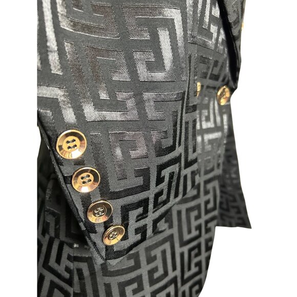 NWT Catwalk Koh-Tun Women's size Medium Black Patterned Double-Breasted Blazer - Picture 7 of 14